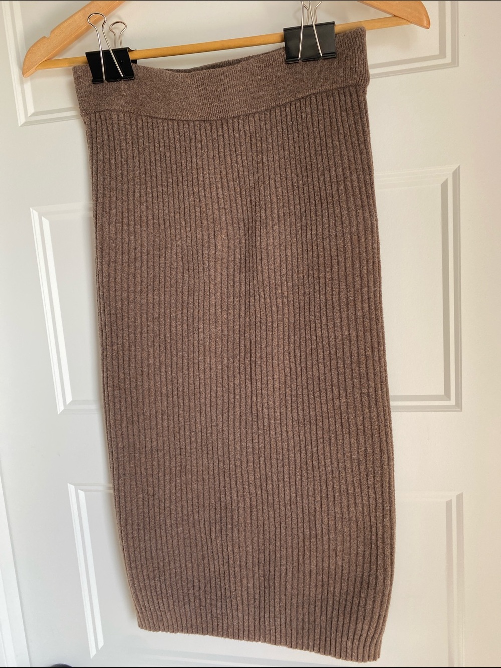 GAP Rib Knit Tube Skirt in Brown